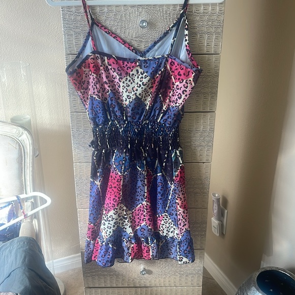 CLEARANCE NWOT Leopard Argyle Print Dress, Boho Spaghetti Strap - Picture 2 of 2